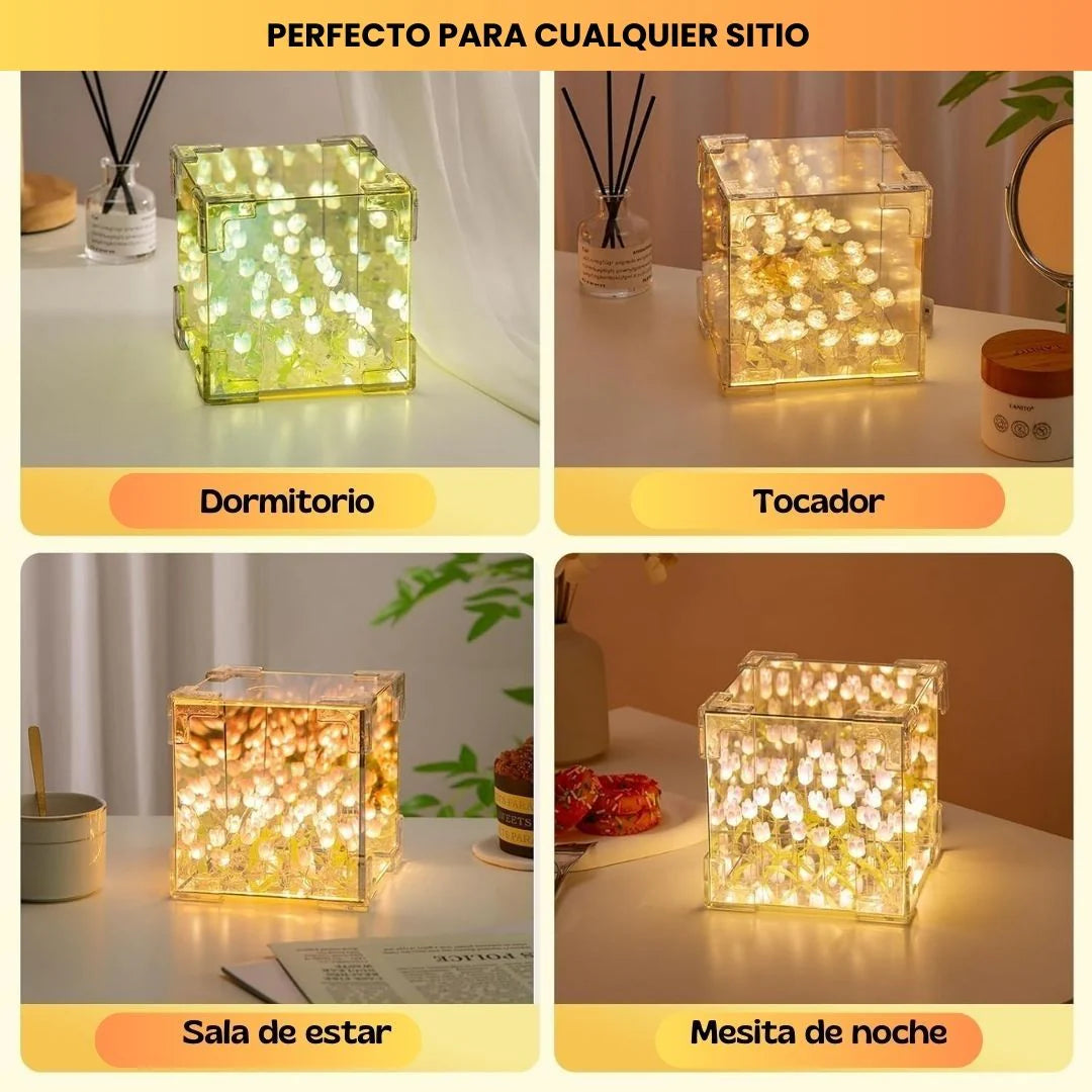 CUBO LAMPARA MAGICA DE TULIPANES